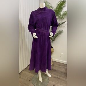 Vintage leather Maglia Purple Midi A-Line 2 pieces Dress for Cocktail Nights